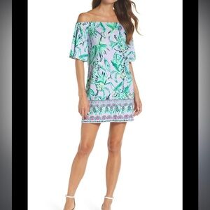 Lilly Pulitzer fawcett off shoulder flounce sleeve dress size xsmall